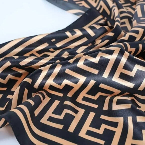 NWT - Geometric Print Scarf Black & Gold (SKU 0245) - Picture 2 of 7